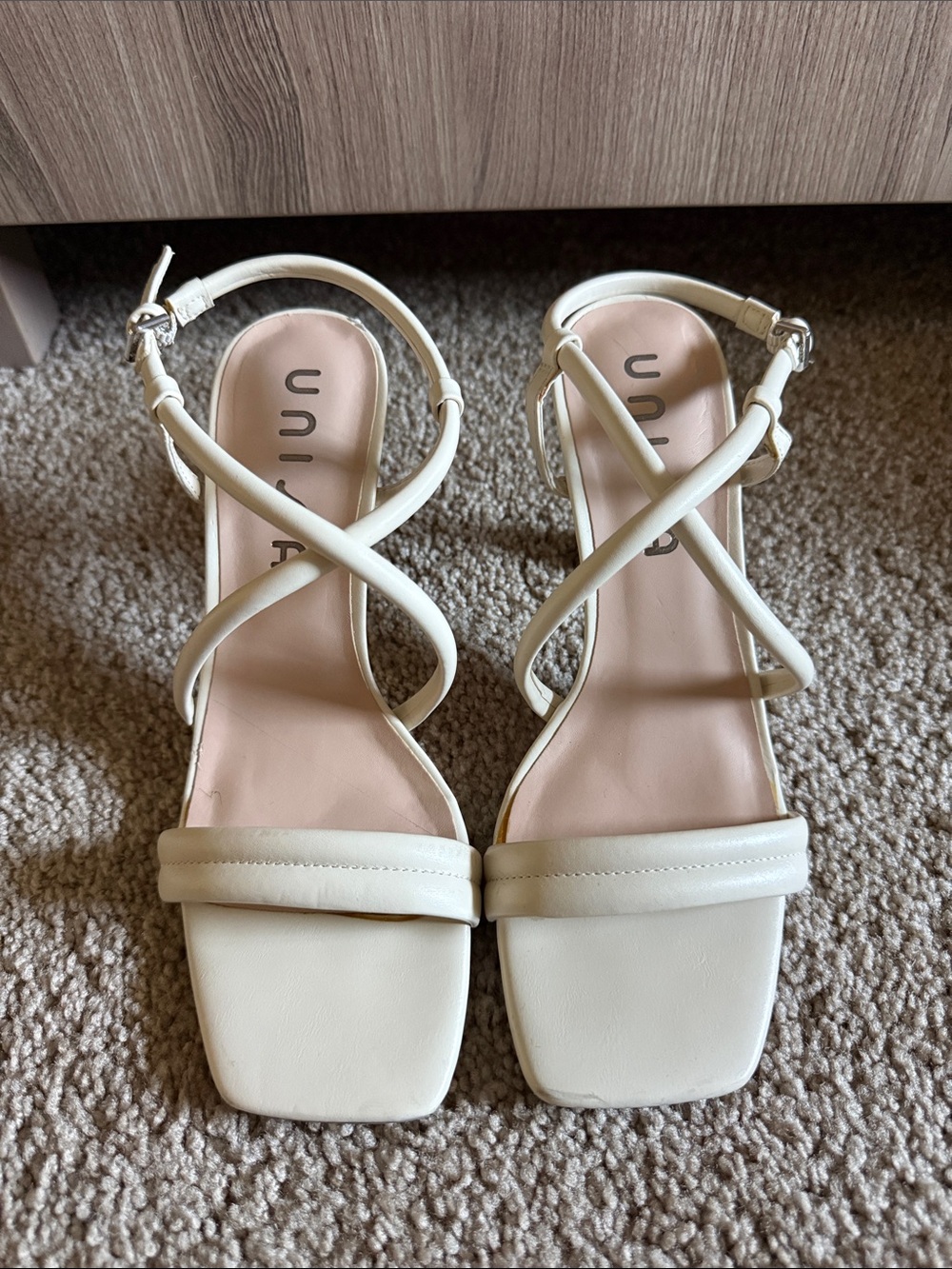 Unisa Ivory Strappy Square-Toe Sandals